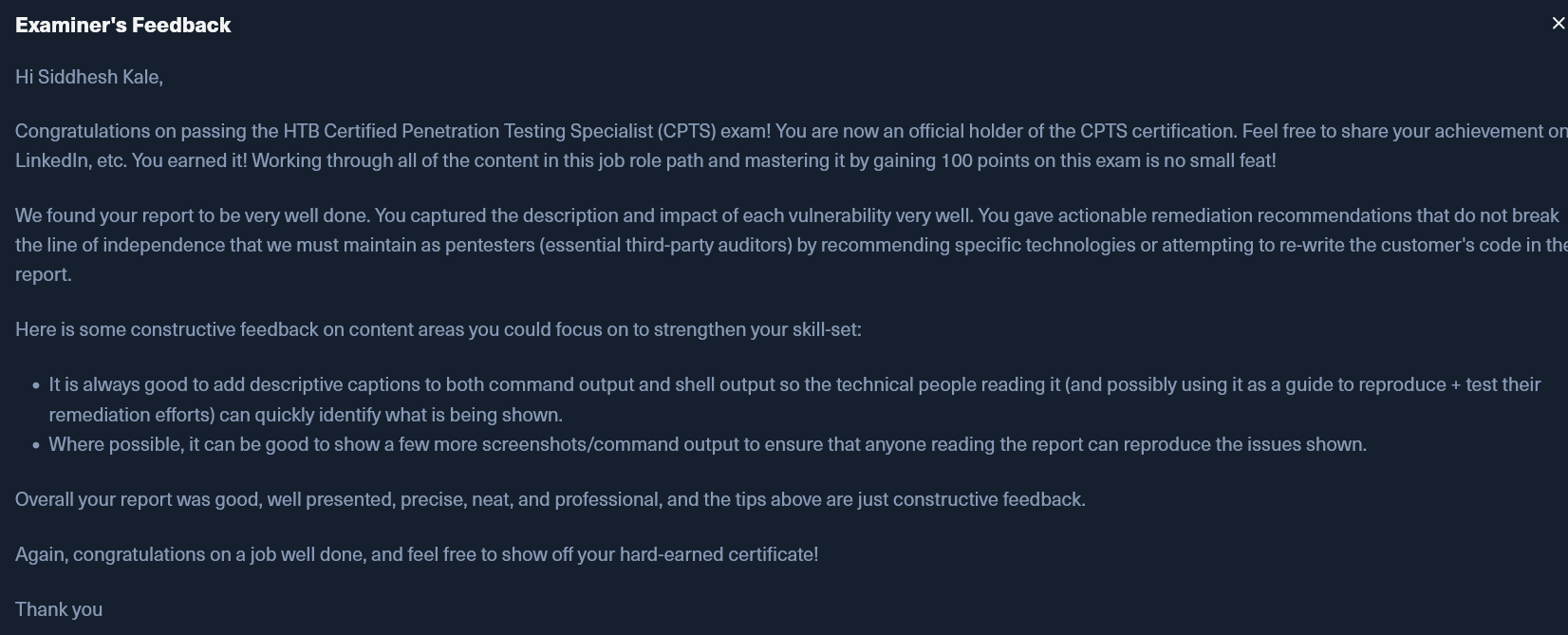 CPTS Feedback