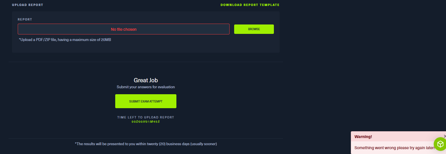 1:45 left on the clock as the website went down